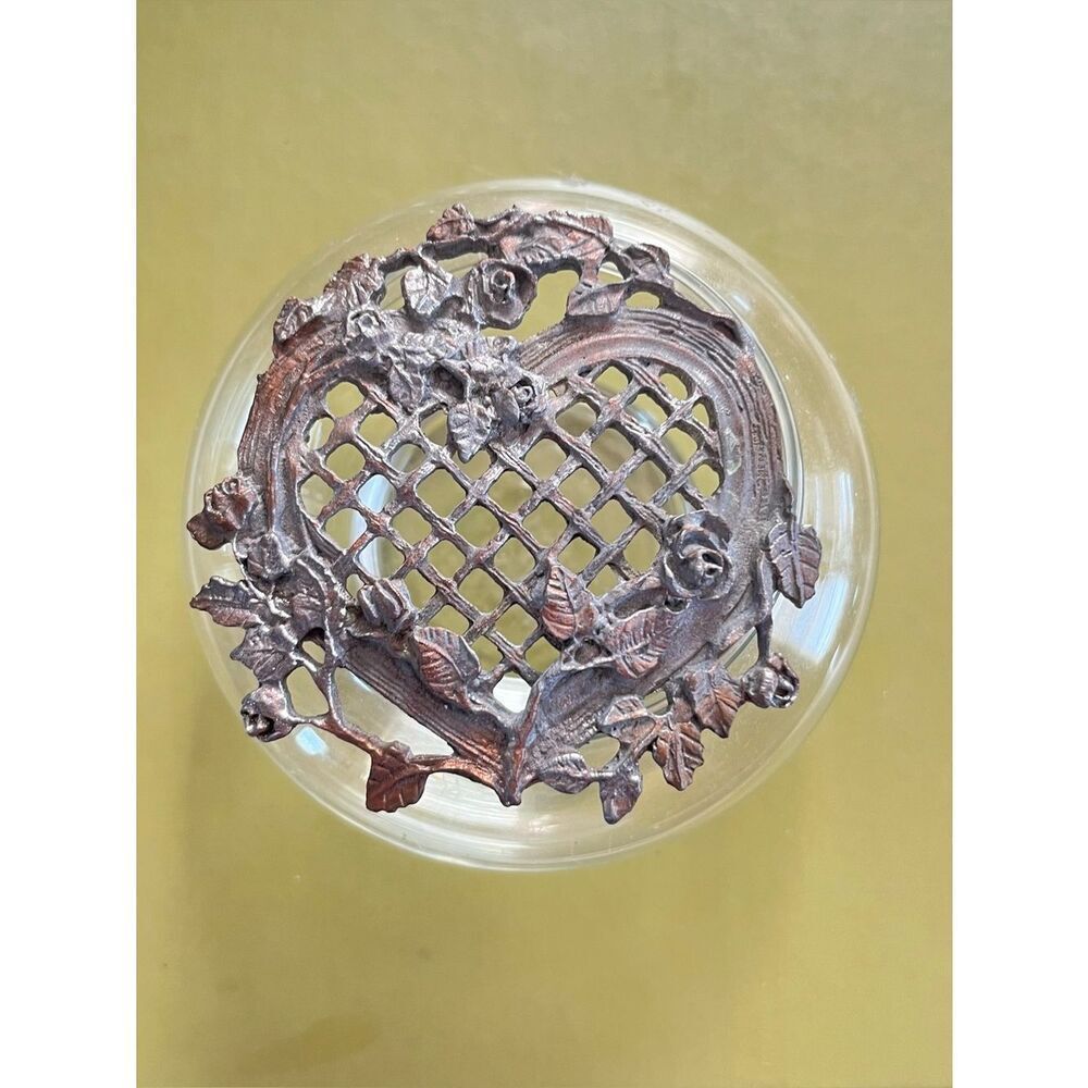Vintage Glass Metal Heart Potpourri Jar